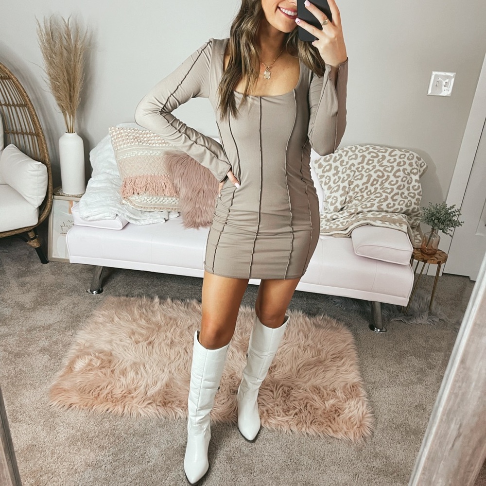 Taupe mini dress. Size small